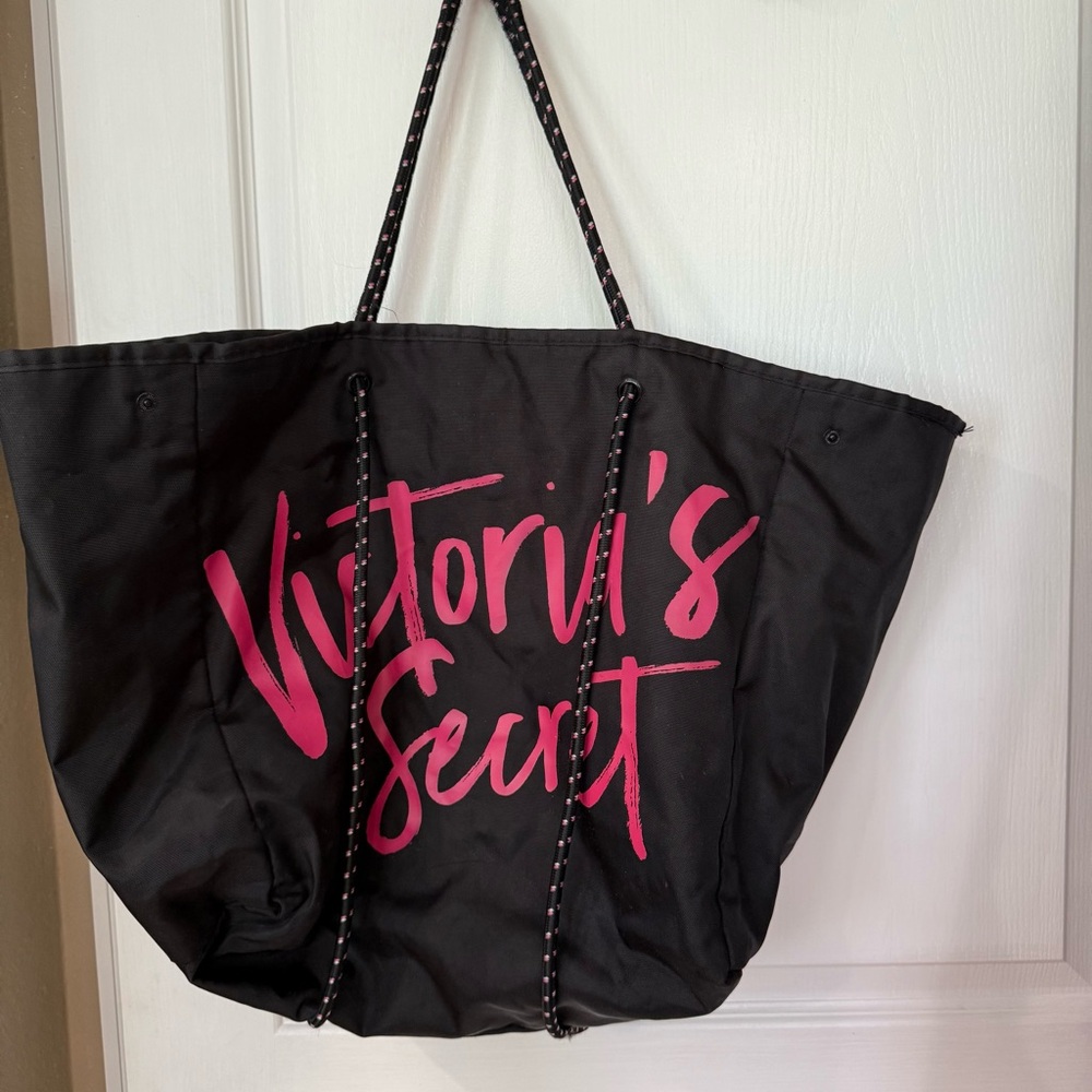 Victoria's Secret Black and Pink Tote Bag